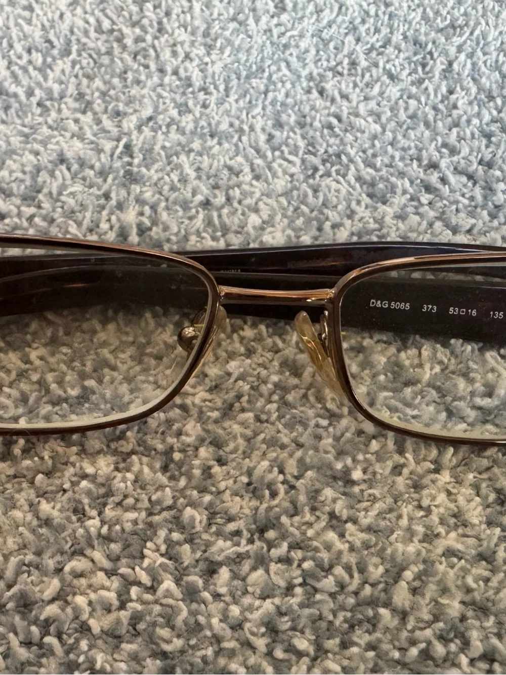 D&G Brown and Gold Rectangular Metal Eyeglasses